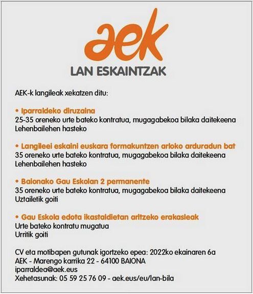 AEK Lan eskaintzak irudia - iragarkilaburrak.eus