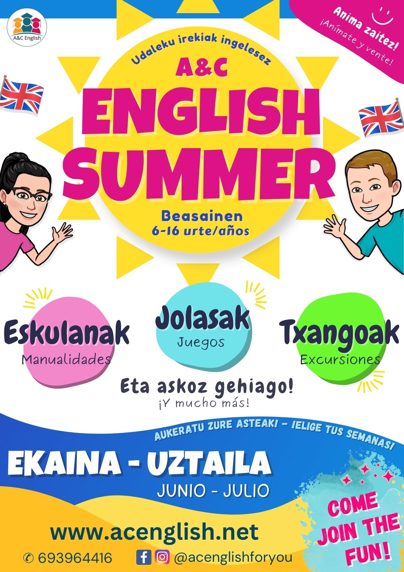 AC English - Ingeleseko udalekuak eta ikastaro trinkoak irudia - iragarkilaburrak.eus