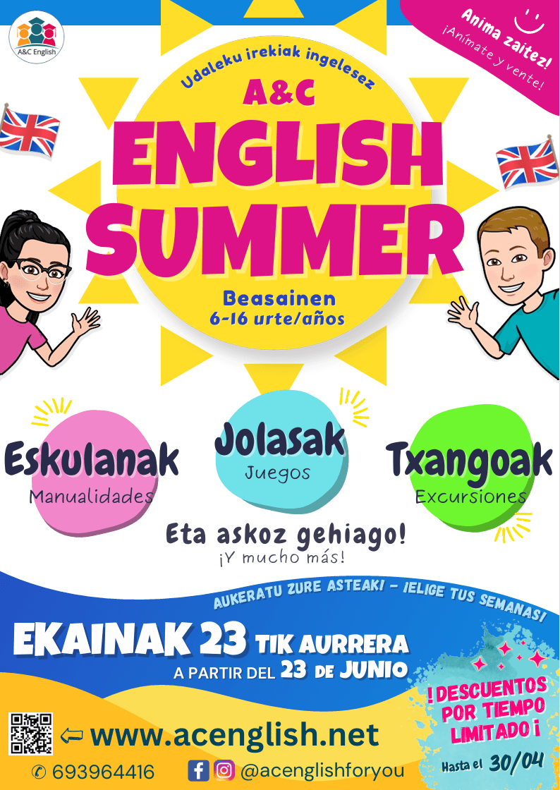 AC English - Ingeleseko udalekuak eta ikastaro trinkoak irudia - iragarkilaburrak.eus